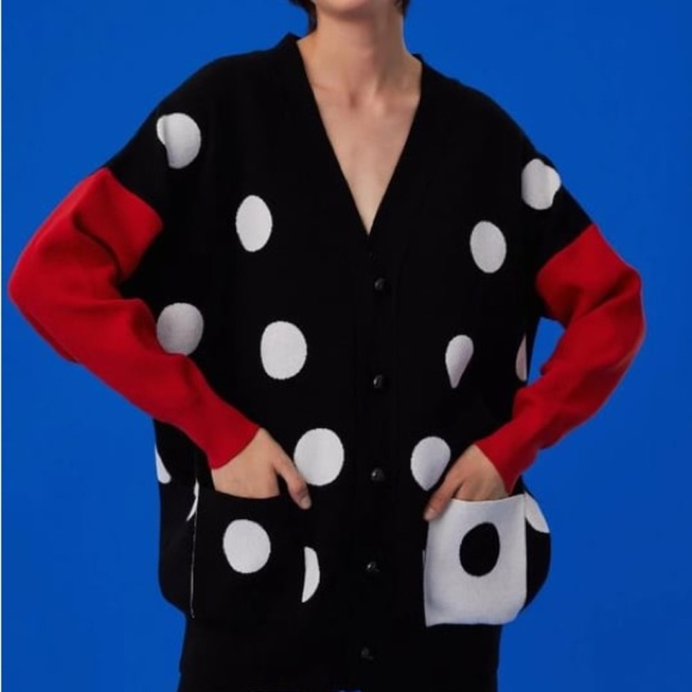 Exquise Polka Dot Patterned Knitwear Cardigan